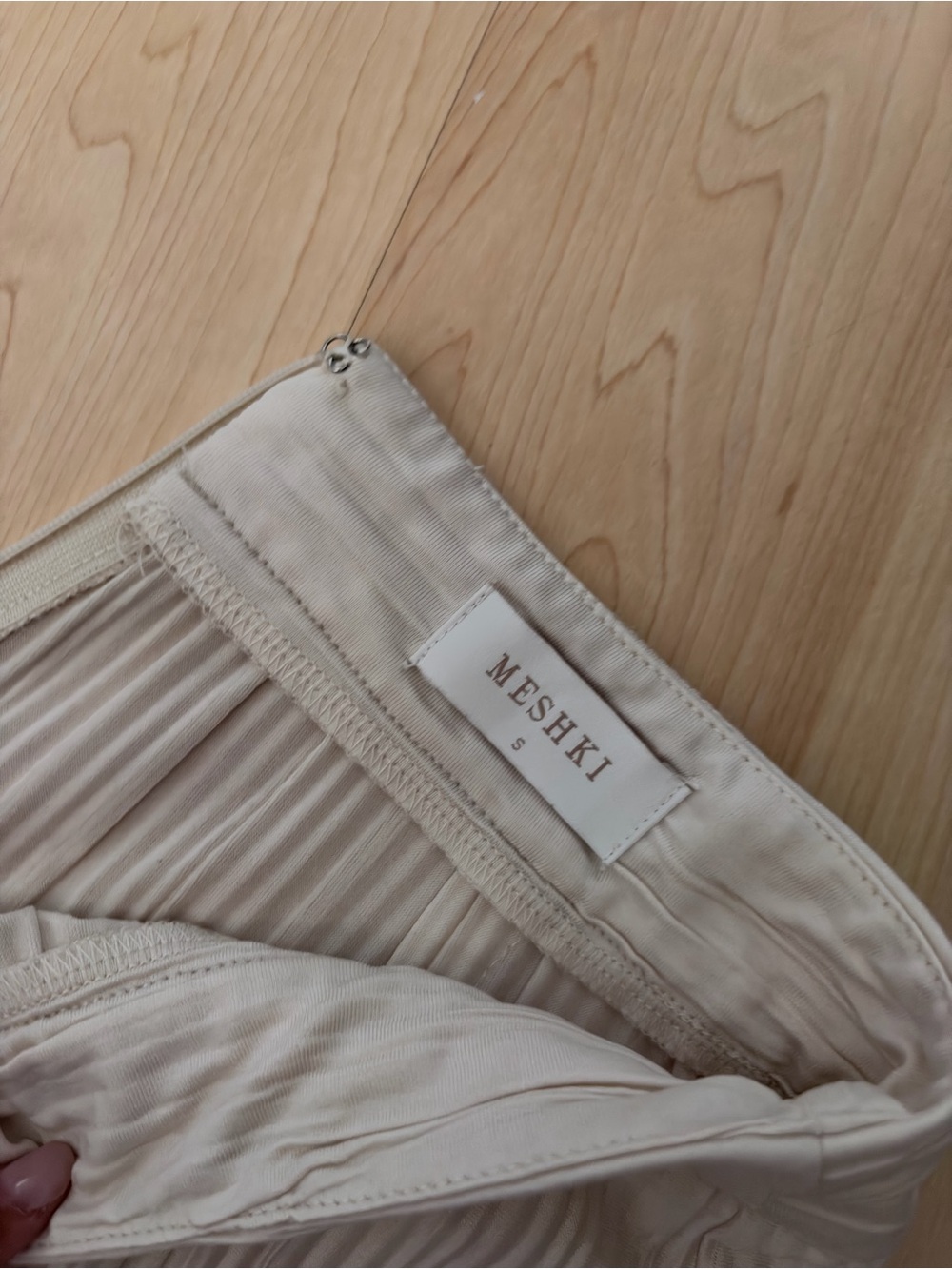 Meshki Cream Pleated flare pants